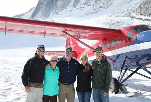 John exploring Alaska by air with his mom, wife and sons