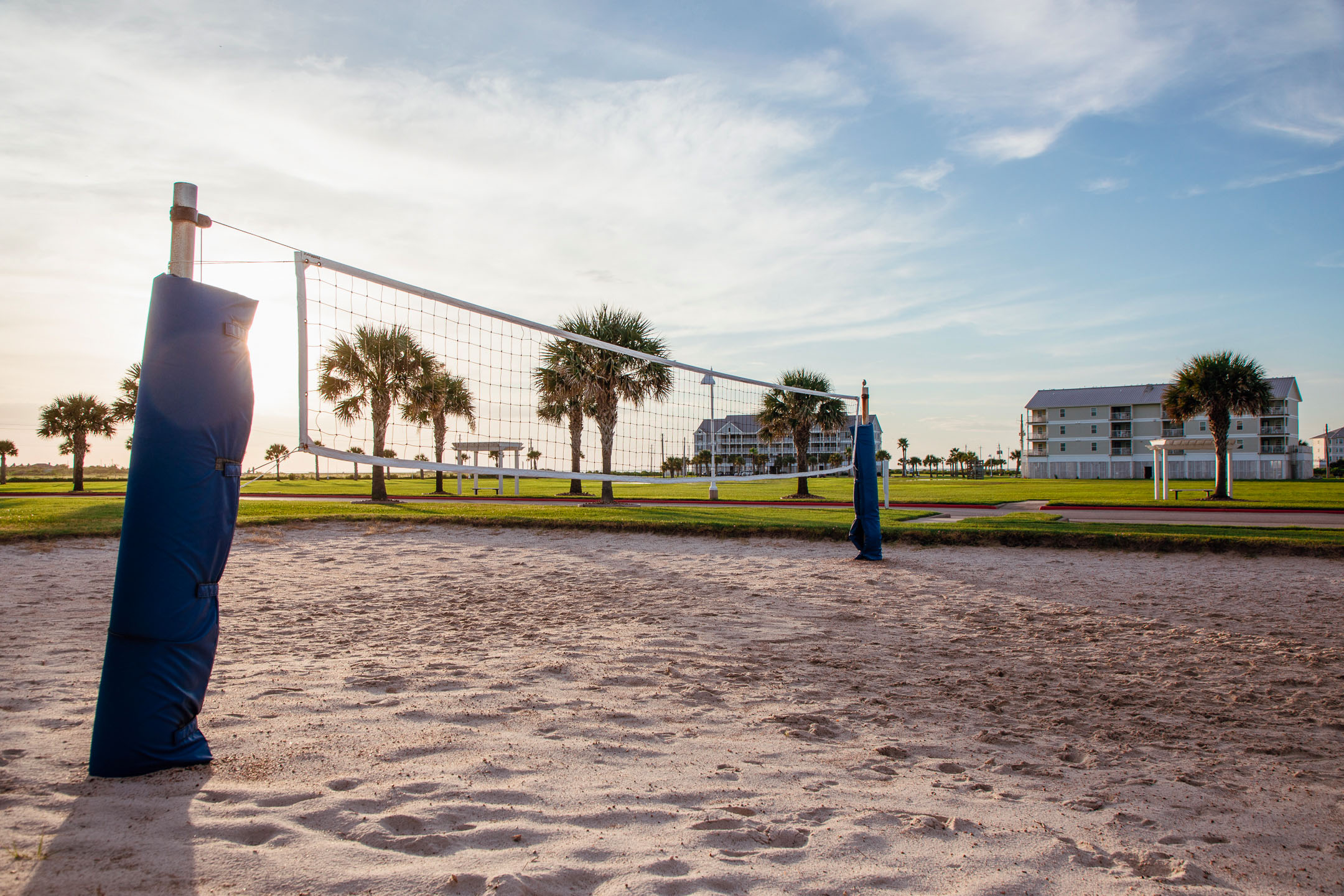 Sand volleyball court at Galveston Seaside Resort.