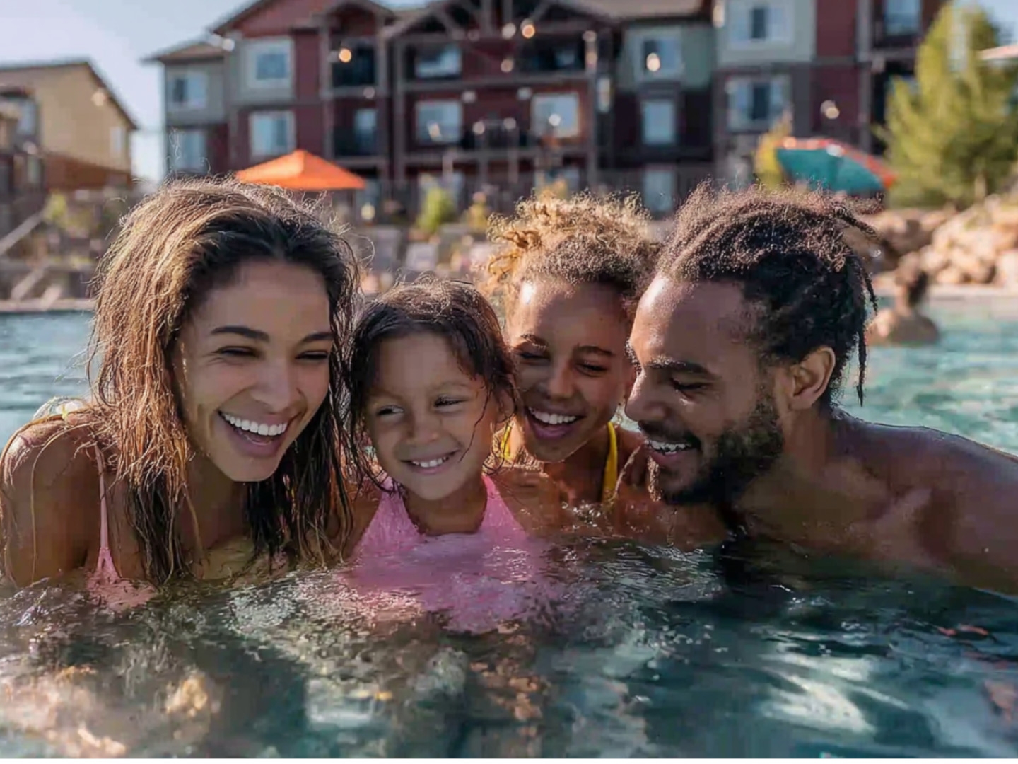 Family enjoying outdoor pool at Marriott's Willow Ridge Lodge in Branson, Missouri.