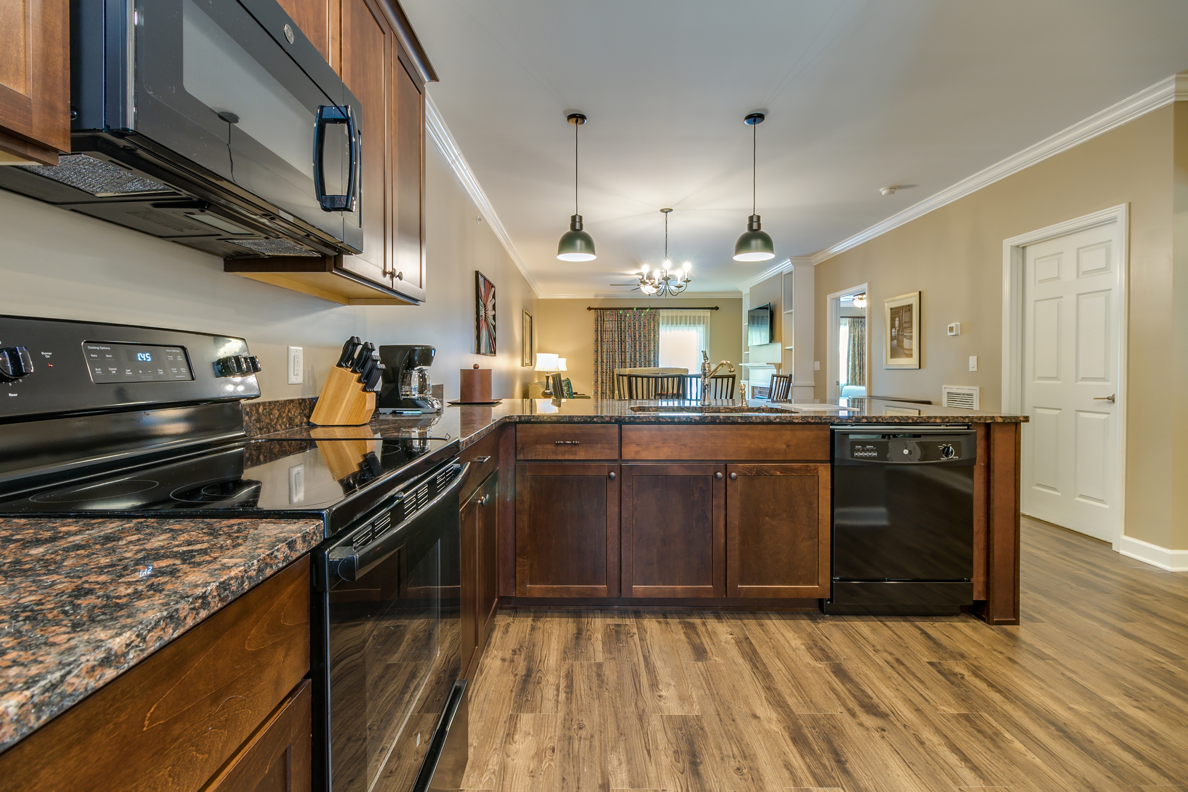 Kitchen in a two-bedroom villa at Williamsburg Resort