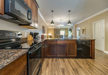 Kitchen in a two-bedroom villa at Williamsburg Resort