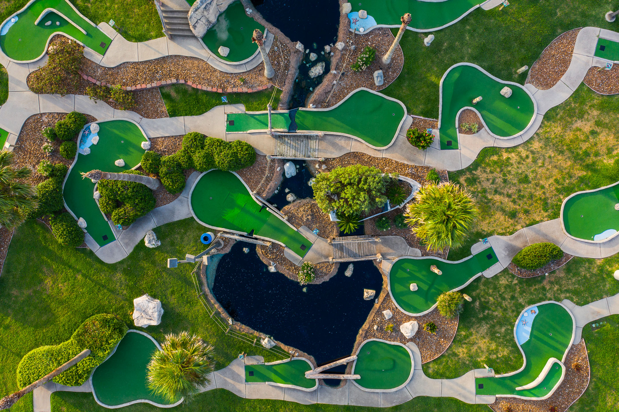 Aerial view of mini golf course at Galveston Seaside Resort.