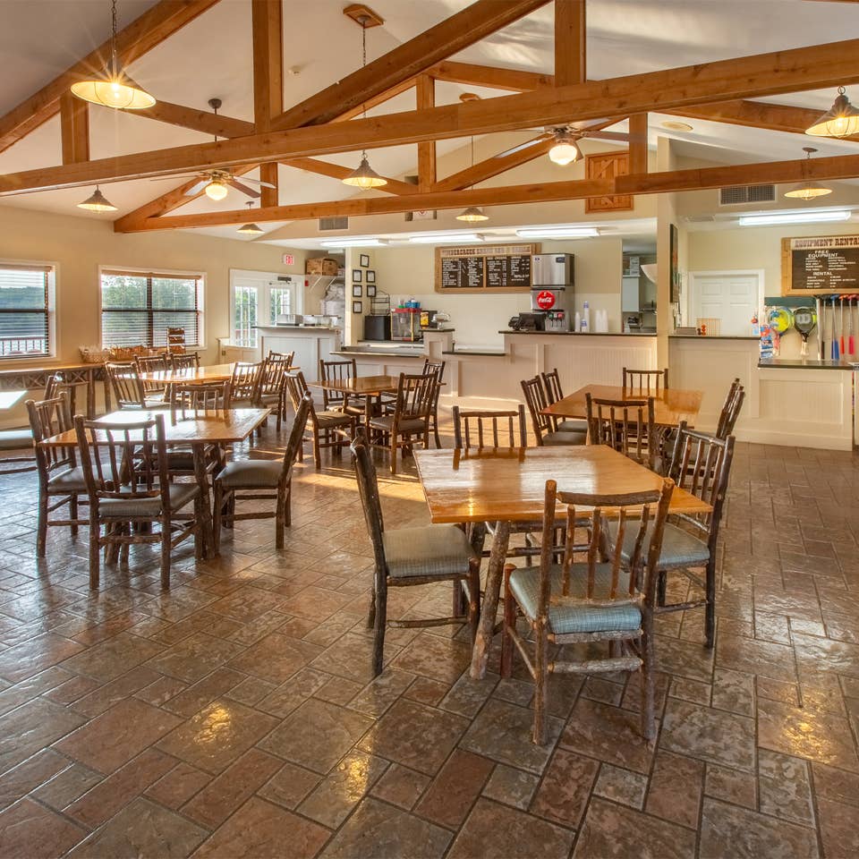 Timber Creek Snack Bar & Grille with indoor seating at Timber Creek Resort in De Soto, Missouri.