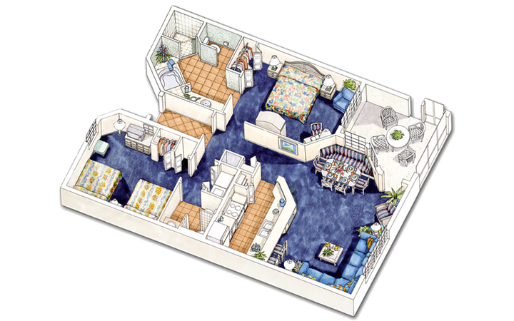 North Village two-bedroom villa floor plan