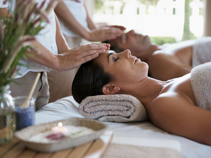 Two people getting a massage