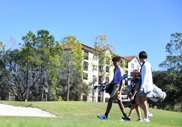 Two golfers on The Legends at Orange Lake Resort near Orlando, Florida.