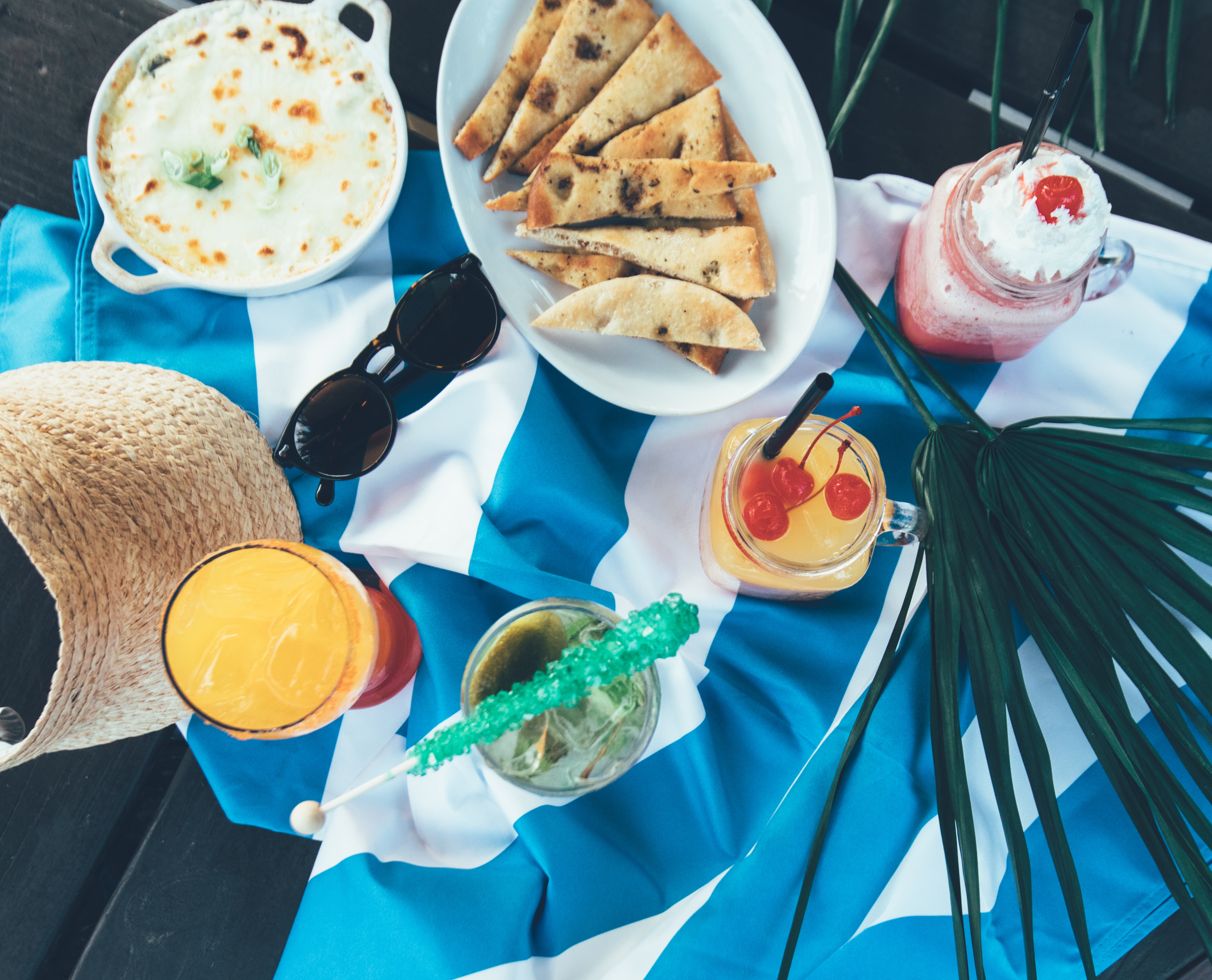 Tradewinds Bar & Grill food and fruity beverages in River Island at Orange Lake Resort near Orlando, Florida