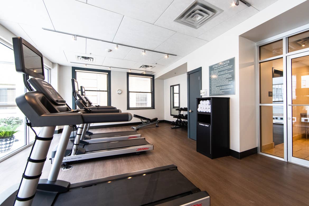 The interior of the fitness center featuring several treadmills located at our resort in New Orleans, Louisiana.