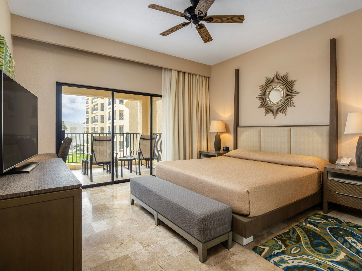 Serene oceanview bedroom with a private balcony.