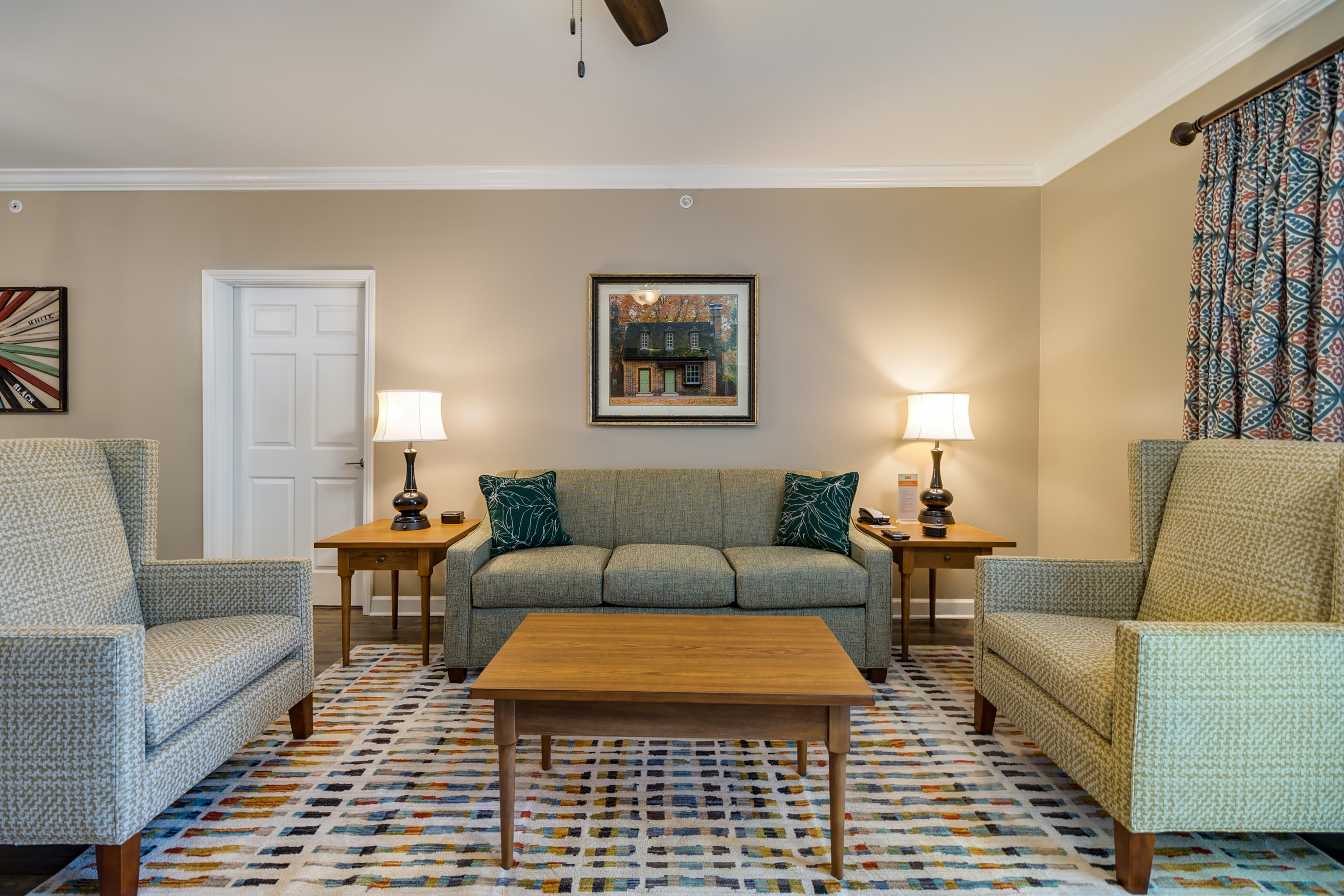 Living room in a three-bedroom villa at Williamsburg Resort