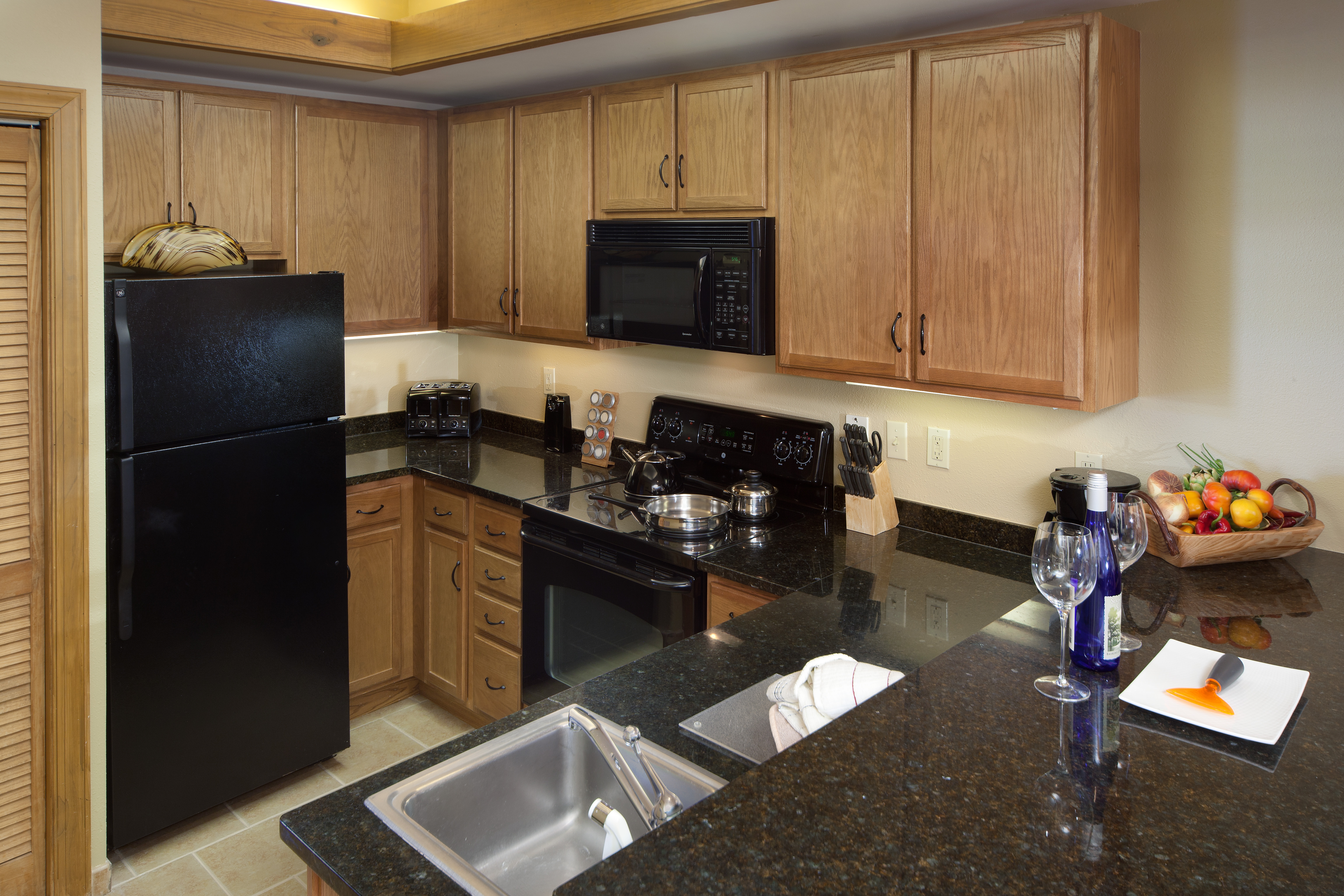 Kitchen in a villa at Smoky Mountain Resort in Gatlinburg, Tennessee.