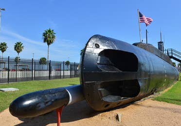 Image of USS Seawolf sargo-class submarine at Seawolf park near Galveston Beach, TX