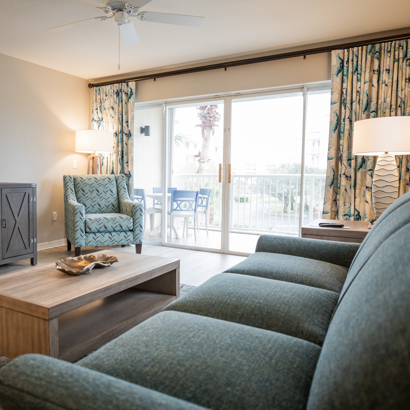 Living room at Cape Canaveral Beach Resort in Florida.