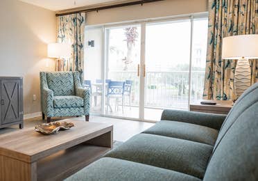 Living room at Cape Canaveral Beach Resort in Florida.