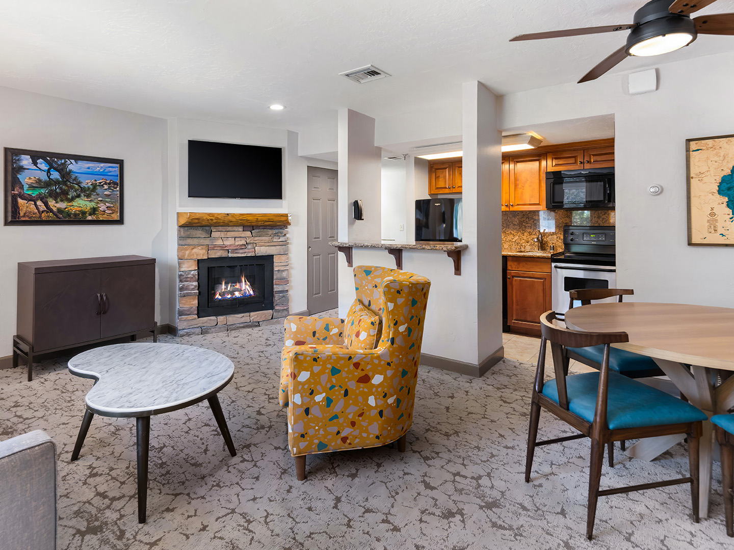 Dining area in a Crest Pointe villa at Tahoe Ridge Resort
