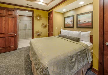 Master bedroom in a three-bedroom ambassador villa at Galveston Seaside Resort