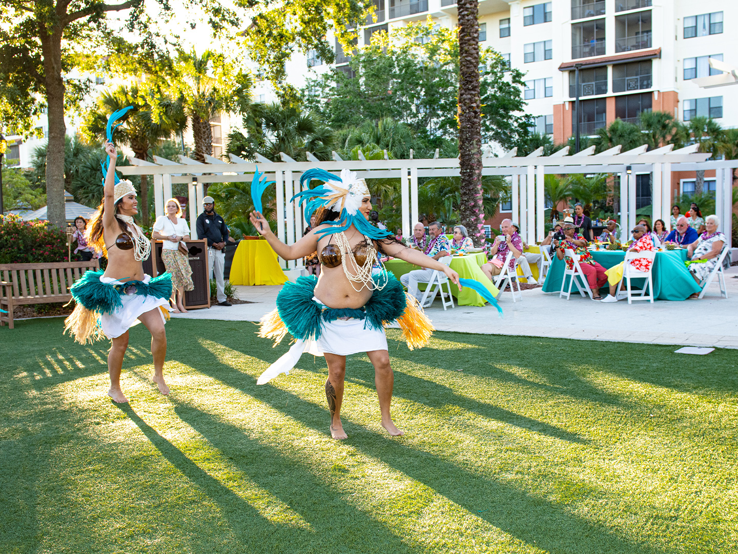 hula dancers at a luau