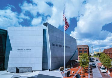 Exterior view of the WWII Museum building in New Orleans.