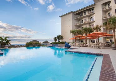 Oceanfront infinity pool at Galveston Beach Resort in Texas.