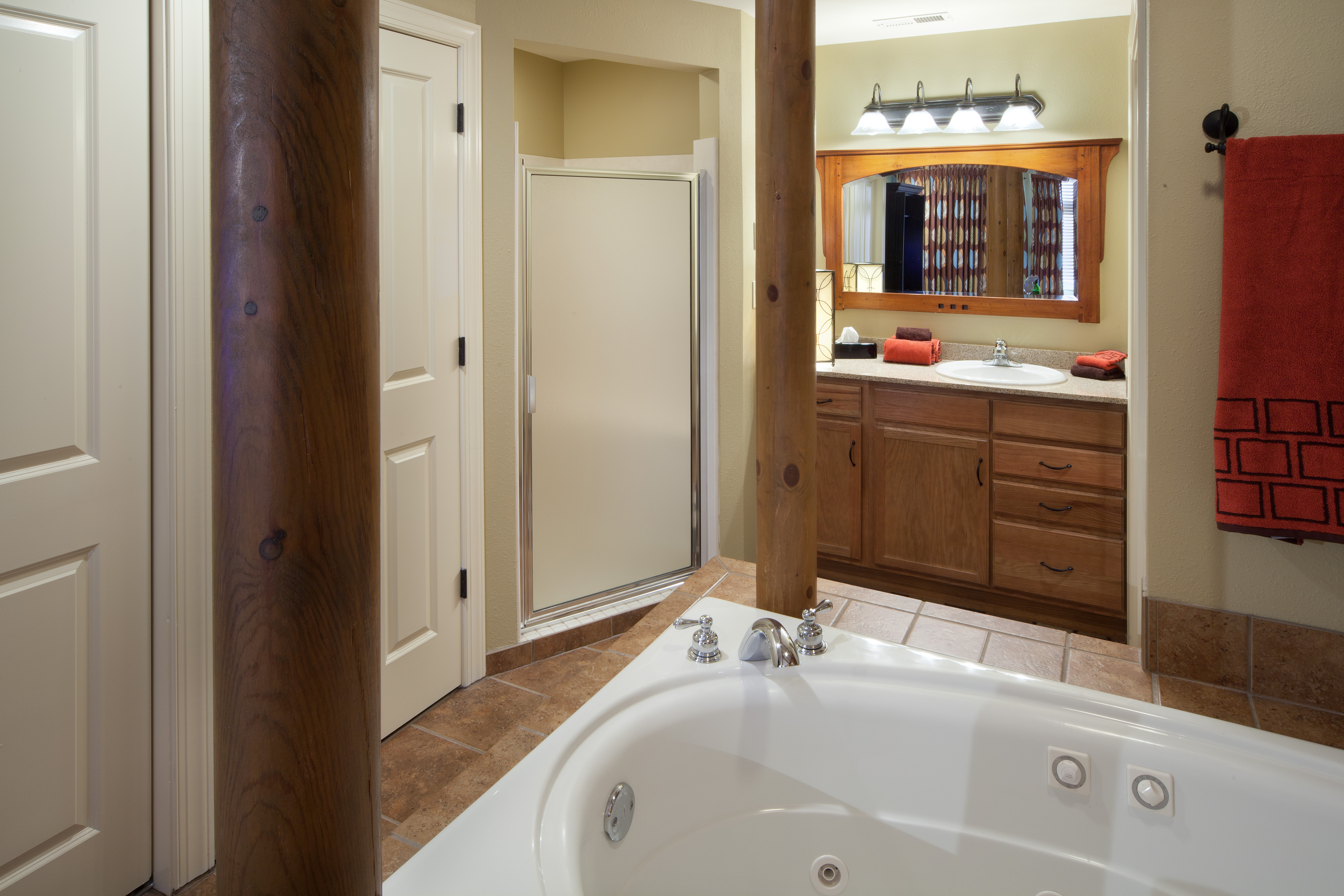 Bathroom in a villa at Smoky Mountain Resort in Gatlinburg, Tennessee.
