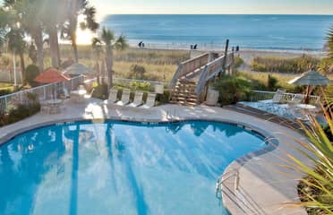 view of beach and pool at South Beach Resort in Myrtle Beach, SC