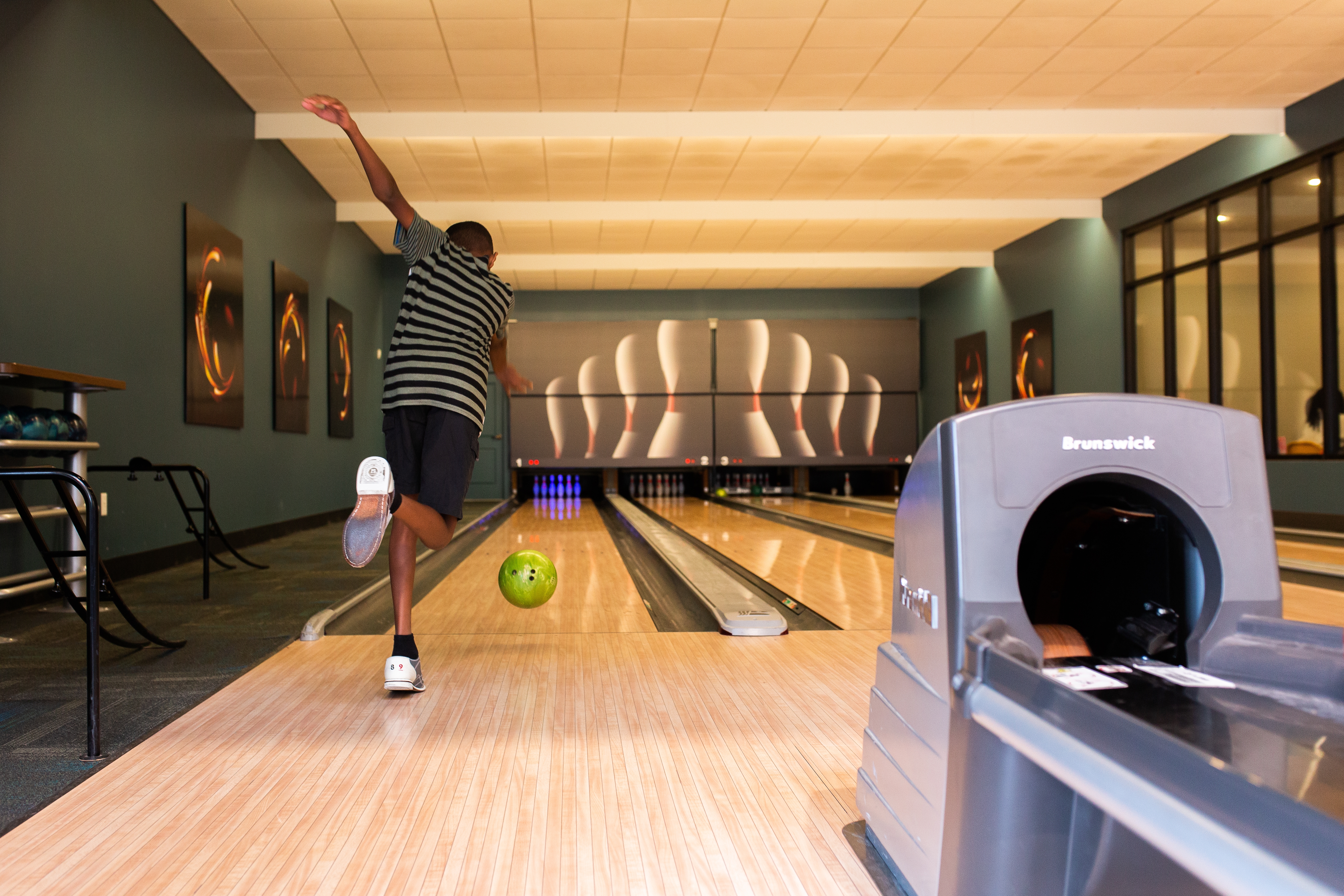 Man bowling at Williamsburg Resort in Virginia.