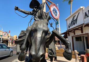Cowboy statue in Old Town Scottsdale near Scottsdale Resort.