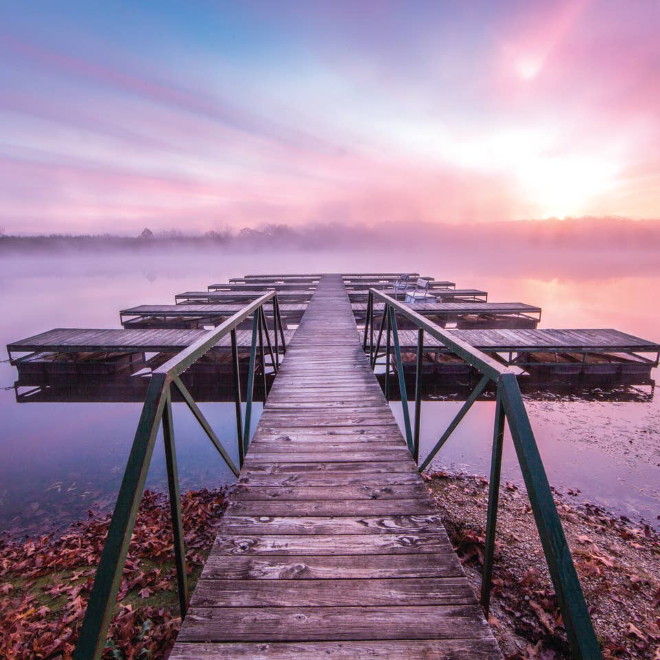 Lakeside dock at the lake near Timber Creek Resort in De Soto, MO
