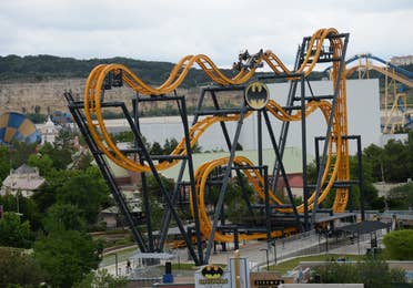 Batman The Ride at Six Flags near Hill Country Resort in Canyon Lake, Texas