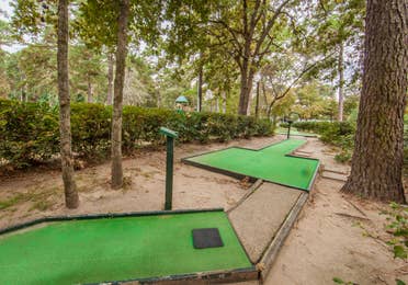 Outdoor mini golf game at Lake O' the Wood Resort in Flint, Texas.