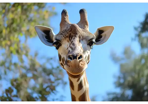 Up close shot of giraffe at Phoenix Zoo in Scottsdale Arizona.