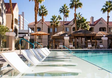 Sun chairs in lounge pool at Desert Club Resort in Las Vegas, Nevada