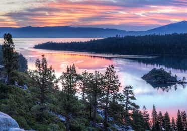 Aerial view of Lake Tahoe near Tahoe Ridge Resort