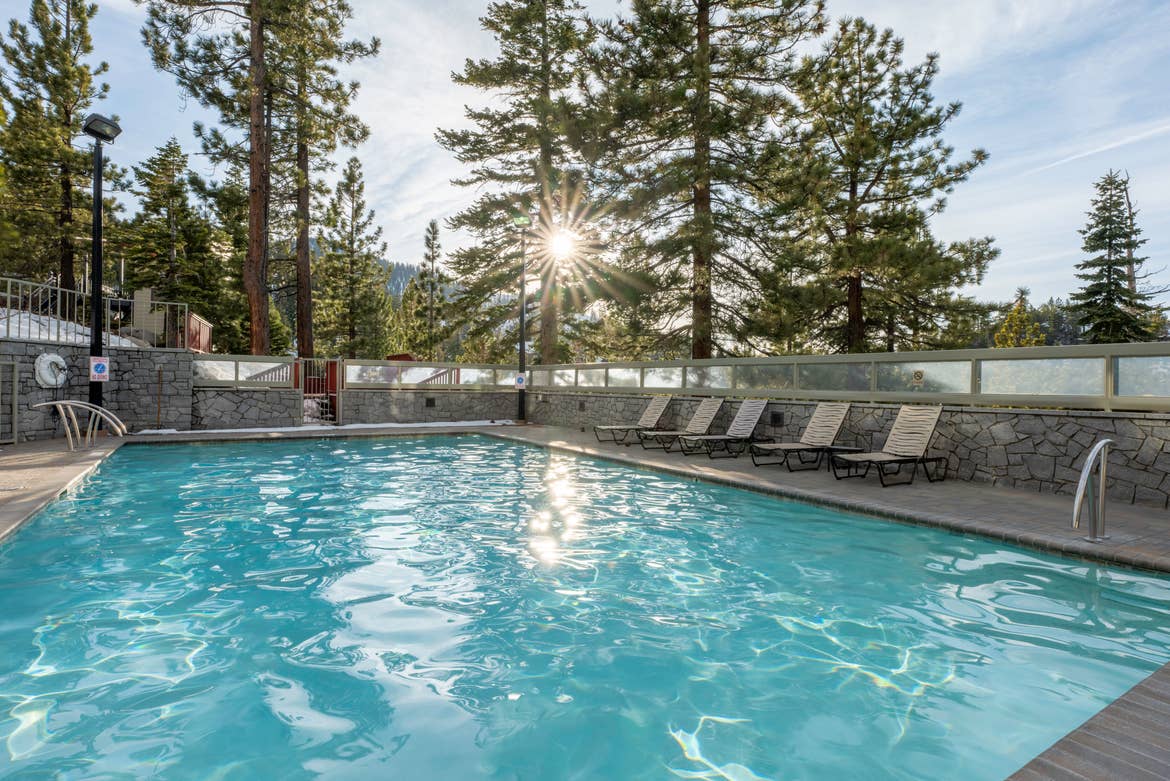 An outdoor pool at Tahoe Ridge Resort