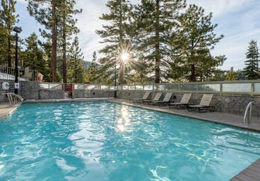 An outdoor pool at Tahoe Ridge Resort in Stateline, Nevada.