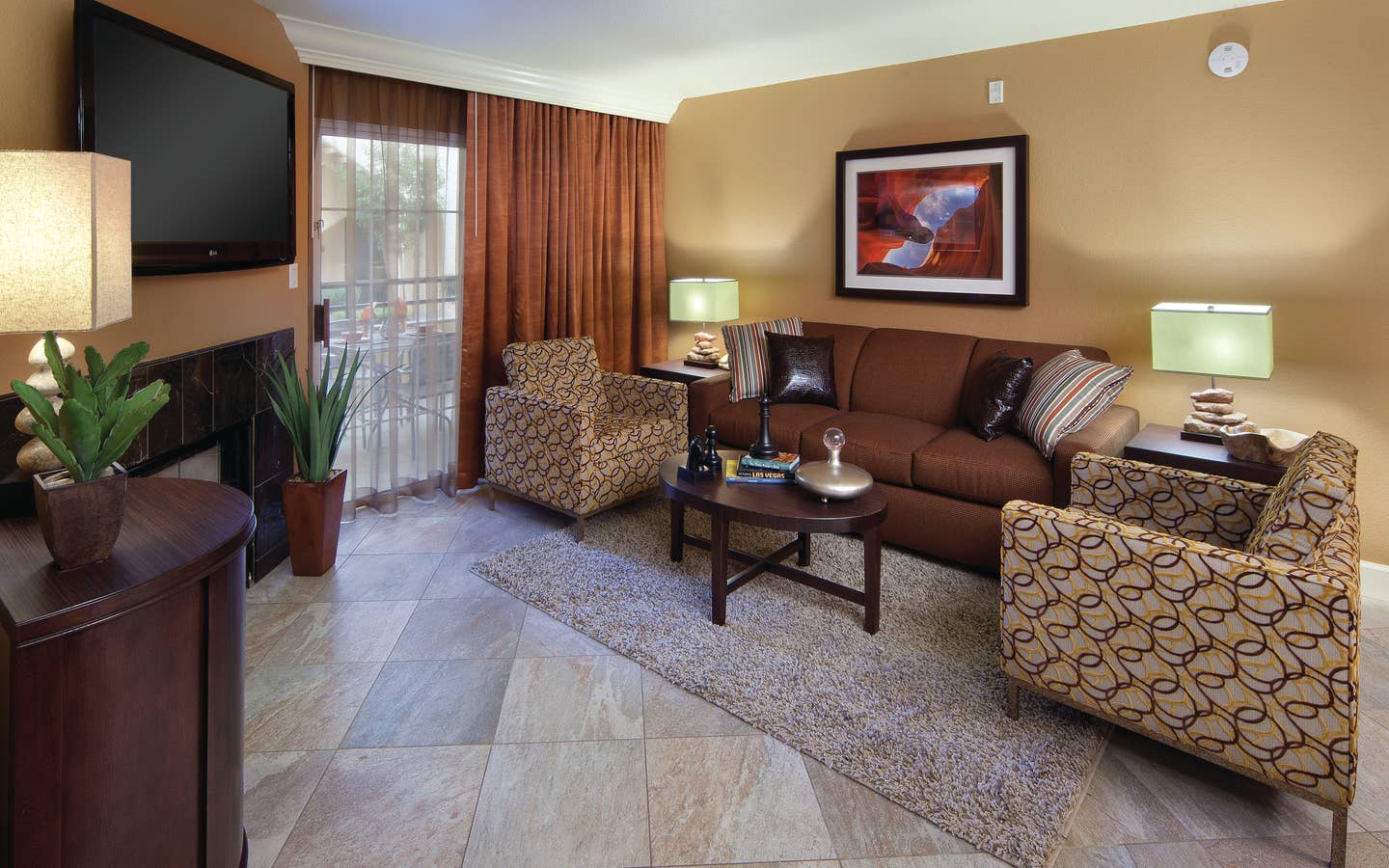 Living room in a two-bedroom villa at Desert Club Resort