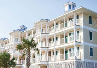 View of property building with balconies at Galveston Seaside Resort in Texas.