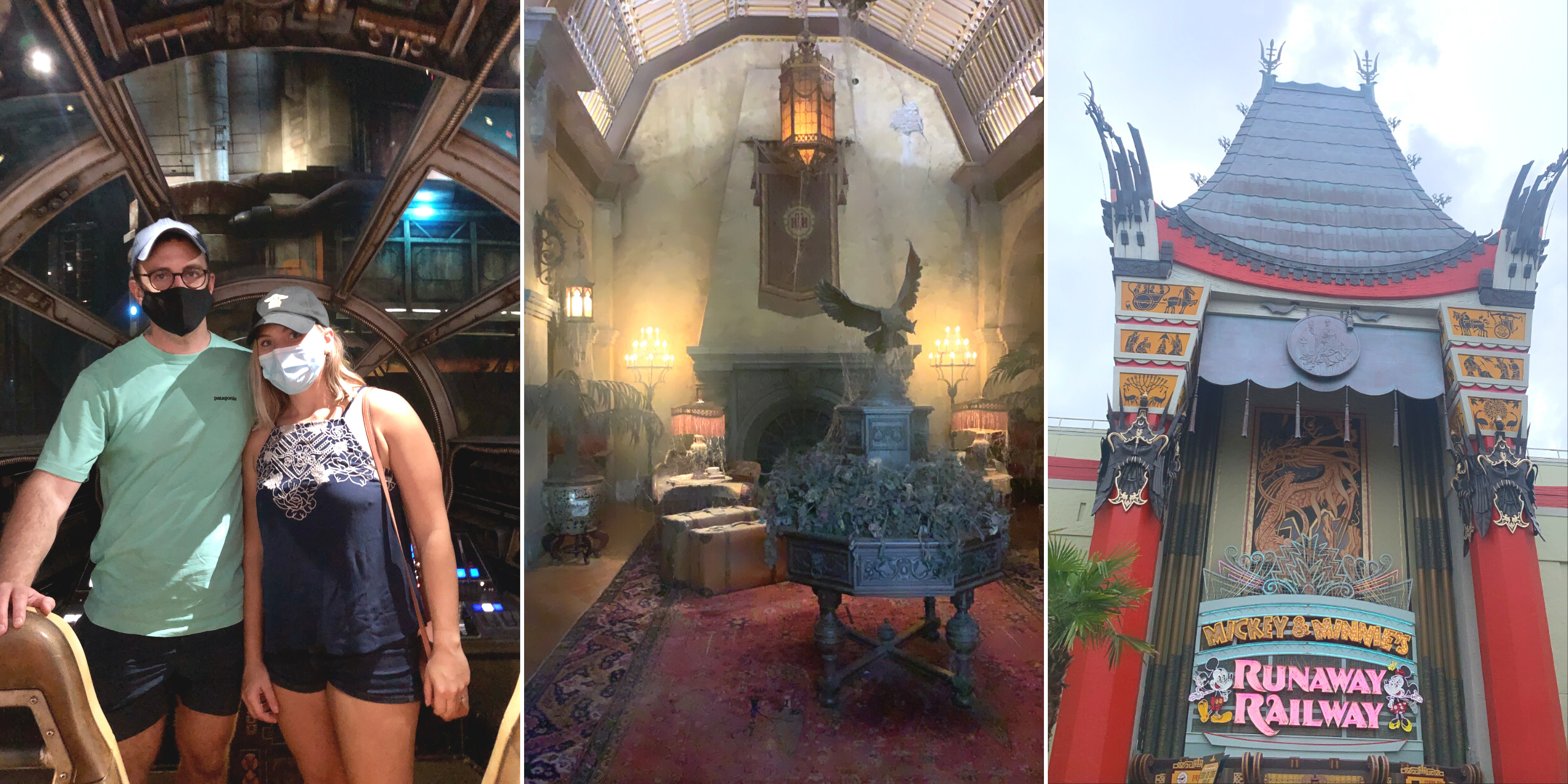 Collage of Kelly and James at rides