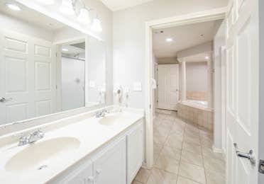 Bathroom in a two-bedroom presidential villa at Galveston Seaside Resort
