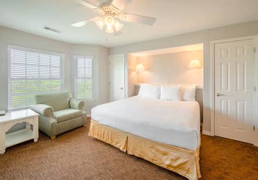 Bedroom in a two-bedroom presidential villa at Galveston Seaside Resort