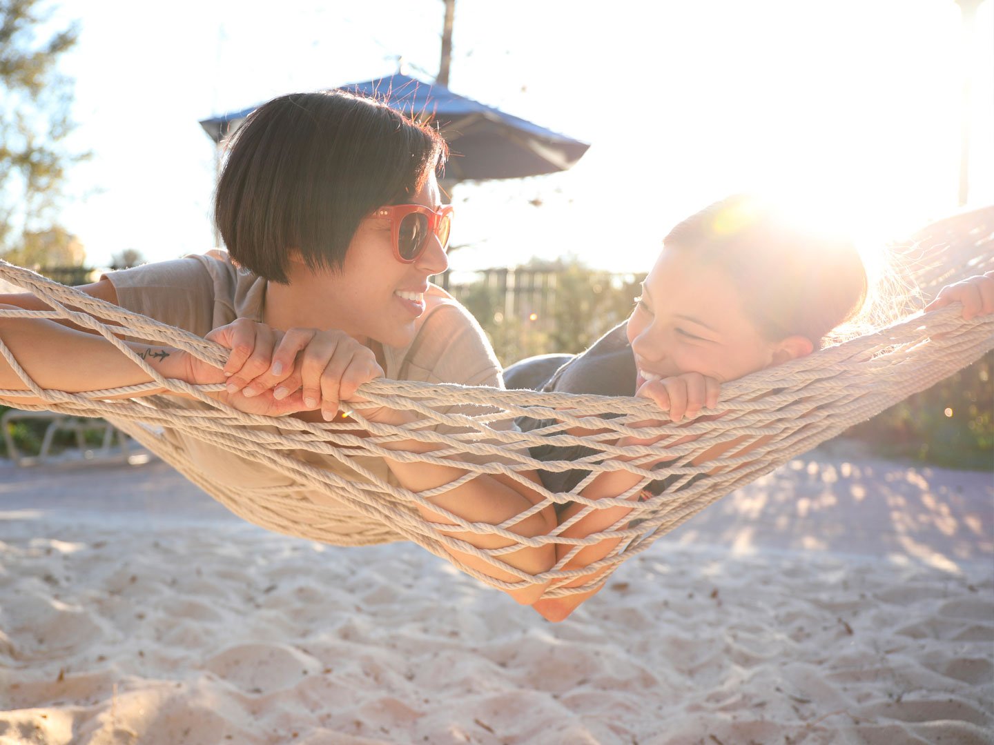 Two kids on hammock