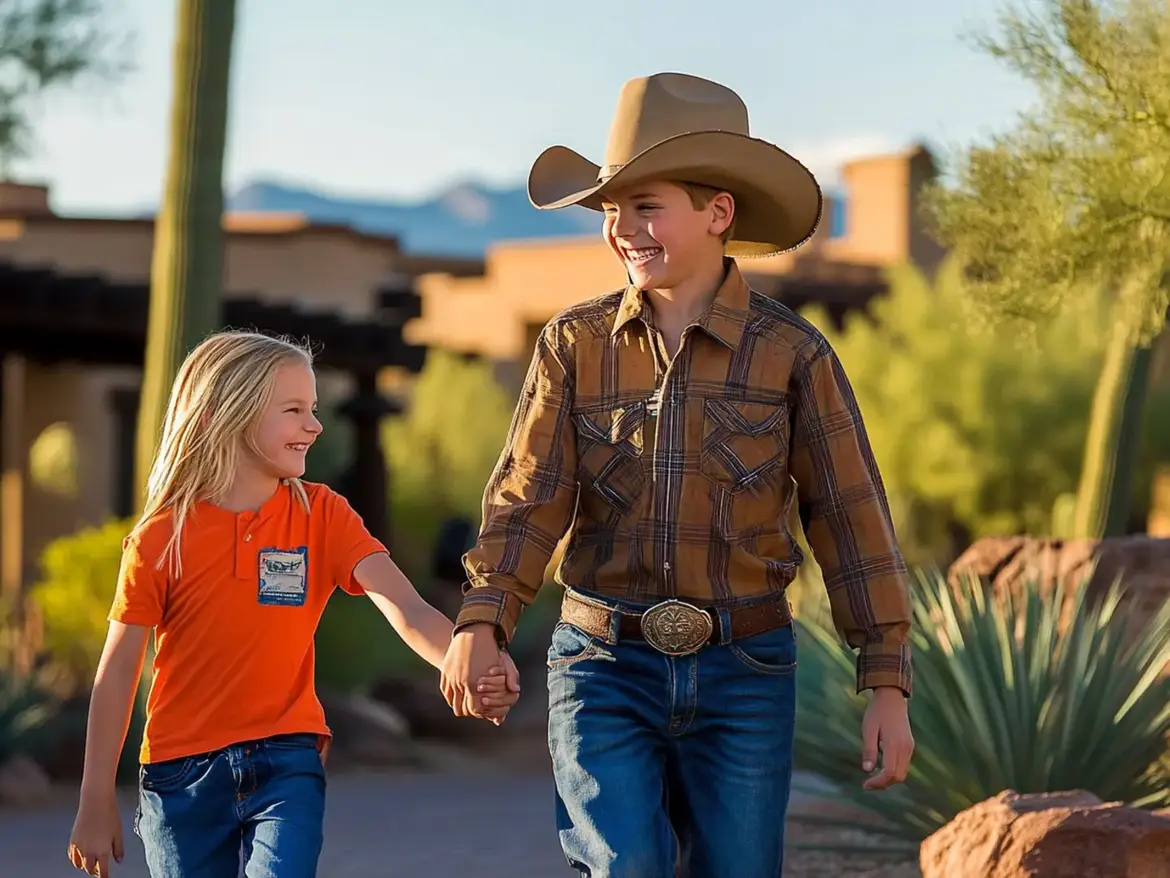 Kids holding hands in Old Town Scottsdale AZ