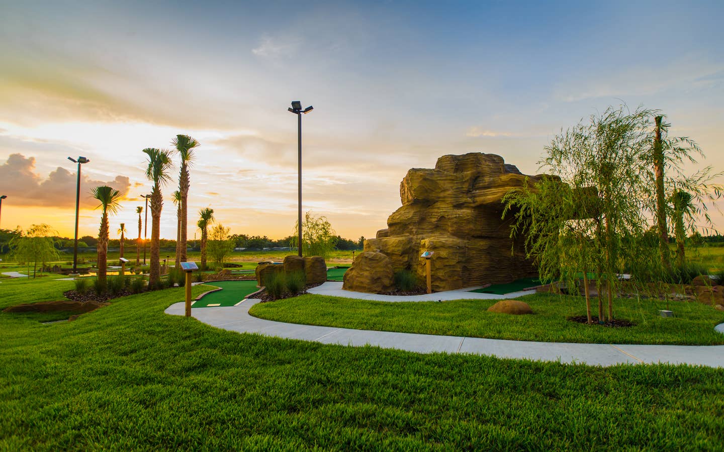 Outdoor mini golf course at Orlando Breeze Resort in Orlando, Florida.