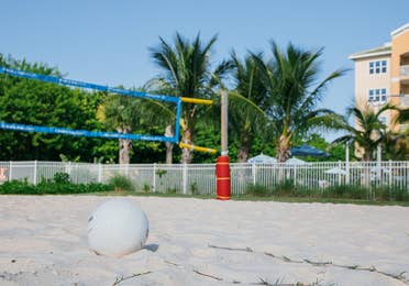 Sand volleyball court at Cape Canaveral Beach Resort in Florida.