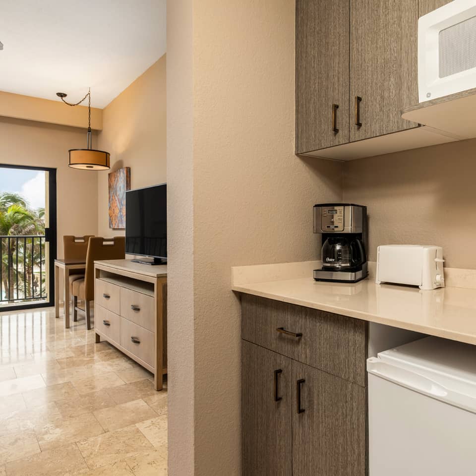 Convenient kitchenette with stunning ocean views.