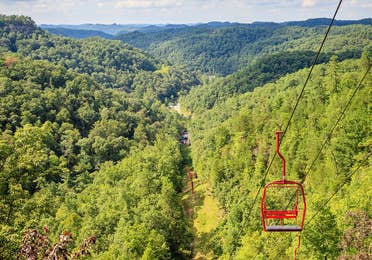 aerial view of the Gatlinburg SkyLift Park near Smoky Mountain Resort in Gatlinburg, TN