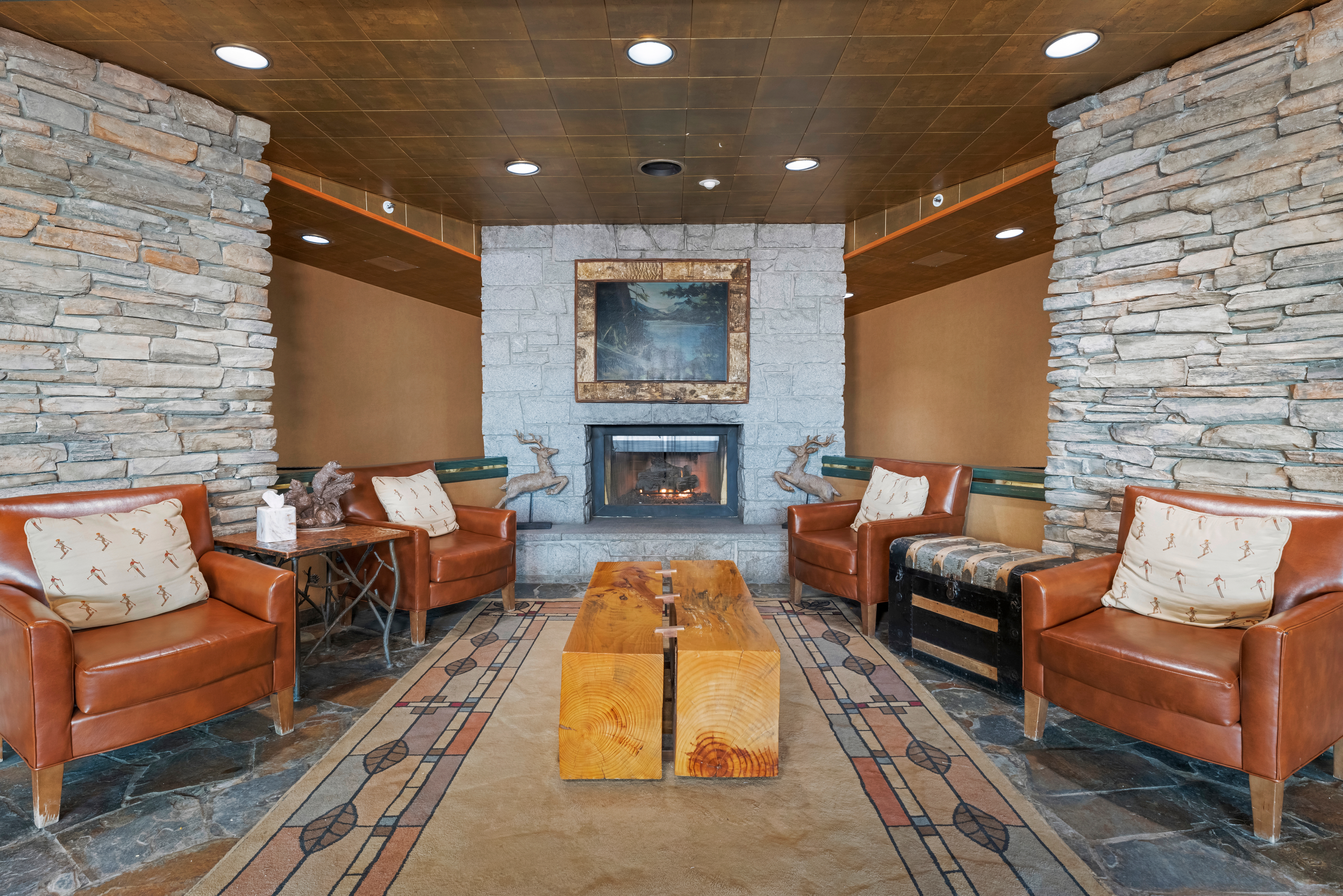 The Clubhouse lobby in the Bear Trap Lounge and Bar at Tahoe Ridge Resort in Stateline, Nevada.