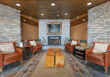 The Clubhouse lobby in the Bear Trap Lounge and Bar at Tahoe Ridge Resort in Stateline, Nevada.