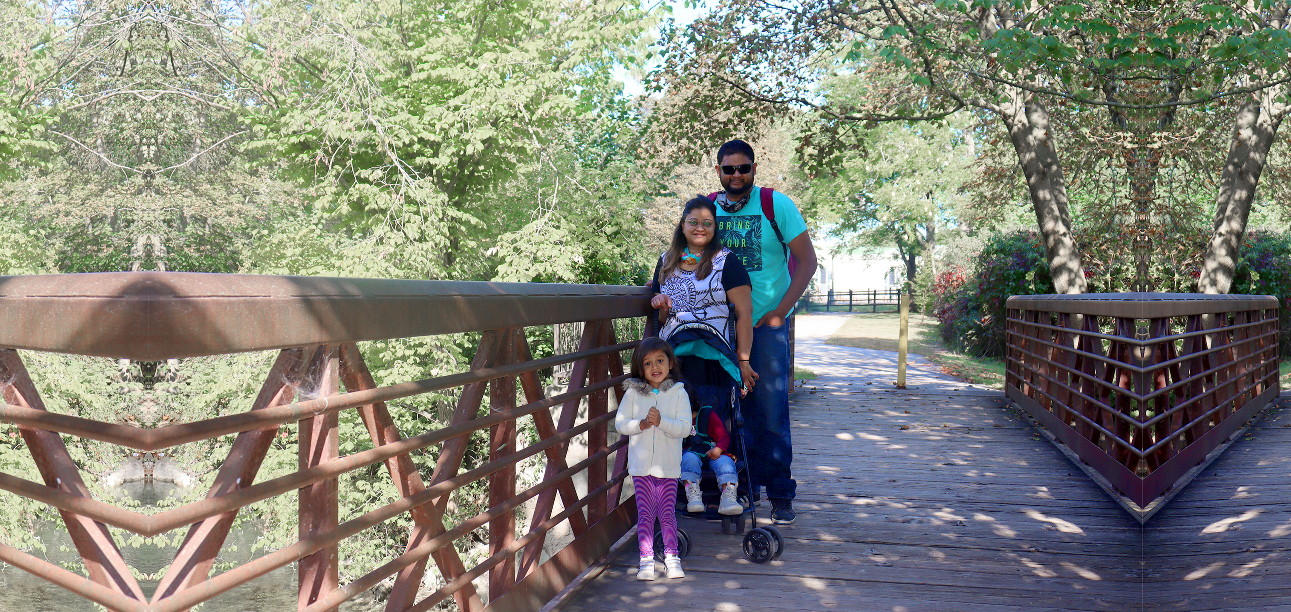Featured Contributor, Karishma Kittur (top-left), her husband, Rohan (top-right) and two daughters, Myrra (front-left) and Amarra (front-right).