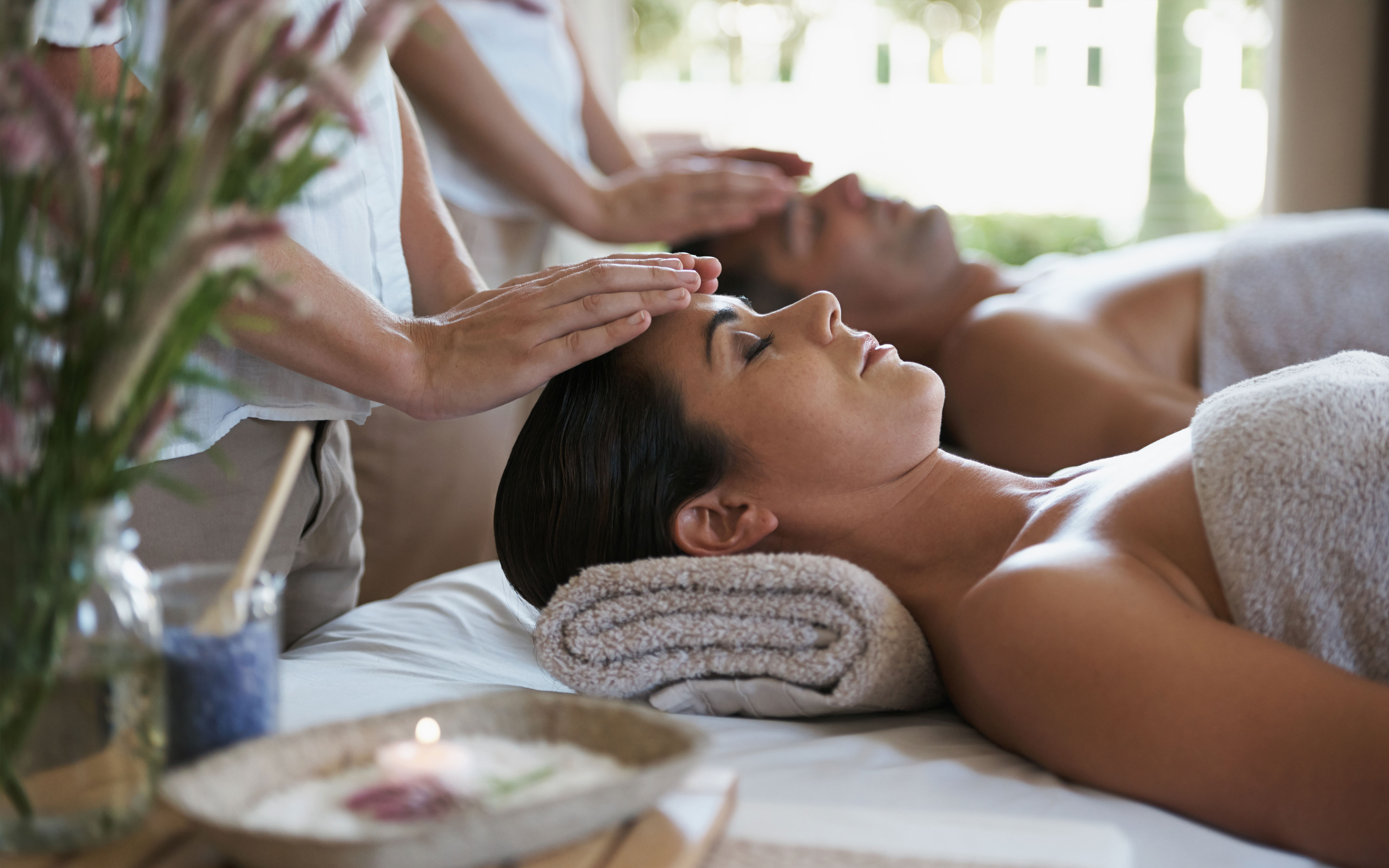 Two people getting a massage